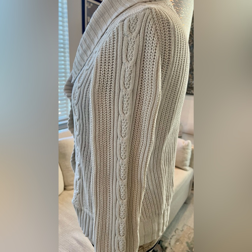 Bass Cable Knit Cream Cardigan Medium - Picture 5 of 14